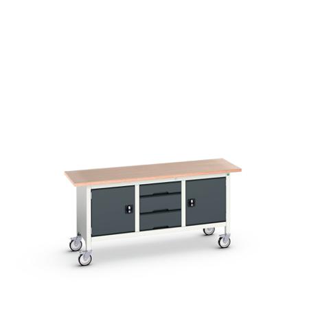 16923222.19 Bott 2 Door, 3 Drawer Sheet Steel Floor Standing Storage Cabinet, 1750 x 600 x 830mm
