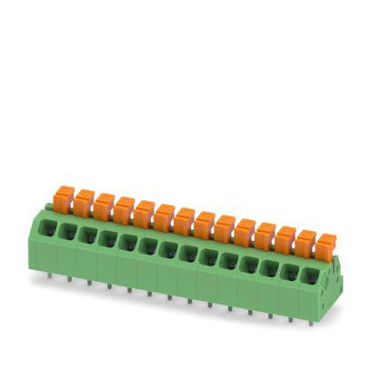 1864406 Phoenix Contact SPTAF 1 Series PCB Terminal Block, 14-Contact, 3.5mm Pitch, Wave Soldering, 1-Row, Push In Spring