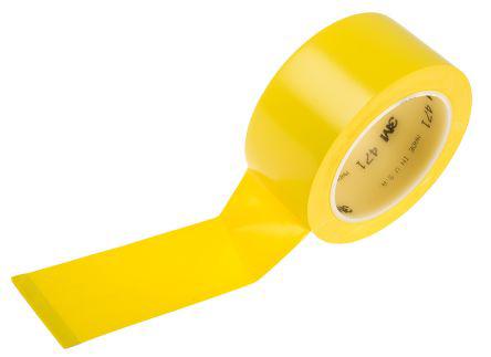 471 3M  Yellow PVC 33m Lane Marking Tape, 0.13mm Thickness