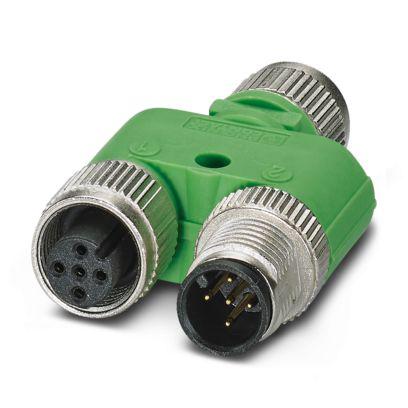 2819163 Phoenix Contact Y-Shaped 5 Pole M12 Plug to 5 Pole M12 Socket Adapter