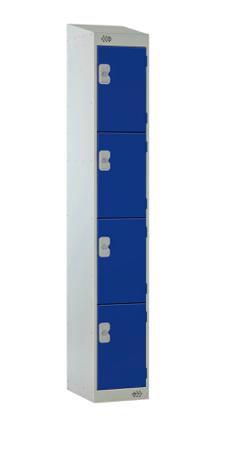 213-331 RS PRO 4 Door No Steel Blue Locker, 1800 mm x 300 mm x 450mm