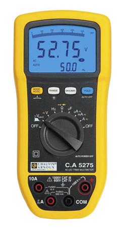 P01196775 Chauvin Arnoux CA 5275 Handheld Digital Multimeter, True RMS, 10A ac Max, 10A dc Max, 1000V ac Max - UKAS Calibrated
