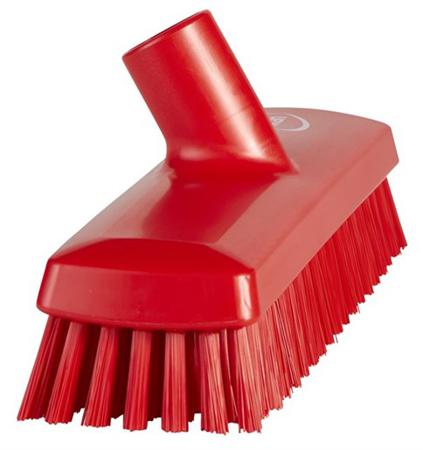 70434 Vikan Medium Bristle Red Deck Brush, 32mm bristle length, Polyester, Polypropylene, Stainless Steel bristle material