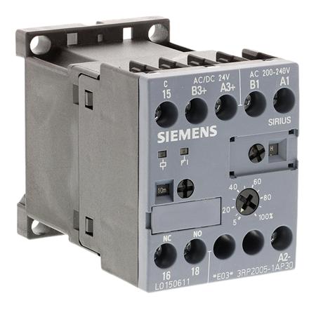 3RP2005-1AP30 Siemens DIN Rail Mount Timer Relay, 110 → 240 V ac, 24V ac/dc, 1-Contact, 0.05 → 100 h, 0.05 → 100