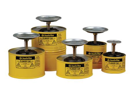 JUT10018YL Justrite Galvanised Steel Plunger Can, 0.5L