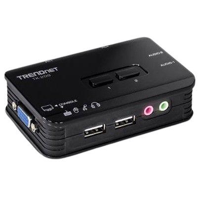 TK-209K Trendnet 2 Port Dual Monitor USB SVGA, VGA KVM Switch, 3.5 mm Jack 2048 x 1536 Maximum Resolution