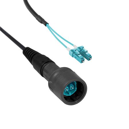 PXF6050AAA Bulgin LC to LC Duplex Multi Mode OM3 Fibre Optic Cable, 50/125μm, Aqua, 5m