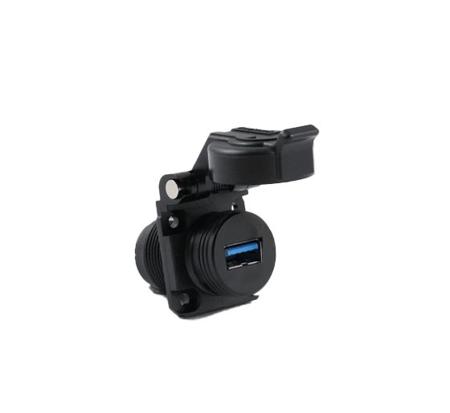 USB3APSCC21 Amphenol Socapex Straight, Panel Mount, Receptacle- Single Port Type USB A USB 3.2 IP54 USB Connector