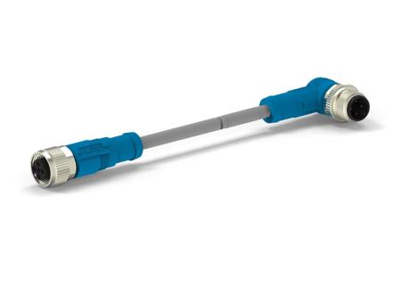 T4152223004-003 TE Connectivity Right Angle Male 4 way M12 to Straight Female M12 Cable Assembly, 1.5m