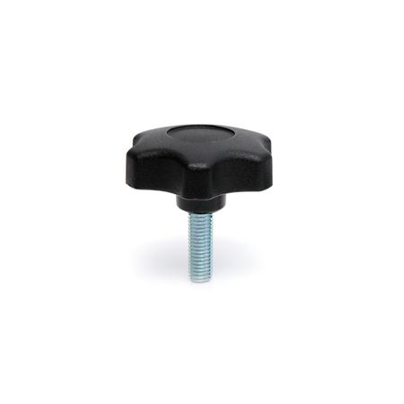 284-5499 RS PRO Black Thermoplastic Multiple Lobes Clamping Knob, M8 x 35, Threaded Stud