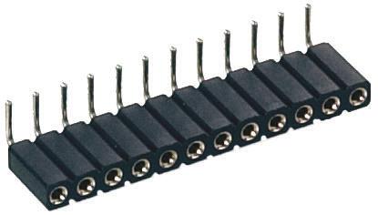 801-87-005-20-002101 5 Way Preci-Dip Right Angle Through Hole 2.54mm SIL Socket, Solder, 3A 100 V ac, 150 V dc
