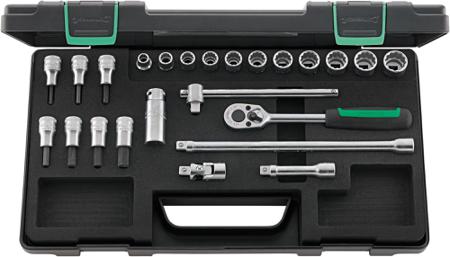 96021223 STAHLWILLE 24-Piece Metric 3/8 in Deep Socket/Standard Socket/Bit Set with Ratchet, 12 point; Hex Bit