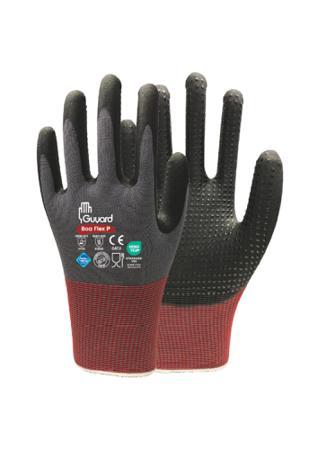 BOAFLEXP09 GUYARD BOA FLEX P Black, Grey Nitrile, Nylon, Spandex Work Glove, Size 9, Nitrile Micro-Foam Coating