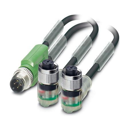 1669068 Phoenix Contact Male 3 way Straight Plug M12 to Female 3 way Angled Socket M12 Sensor Actuator Cable, 3 m