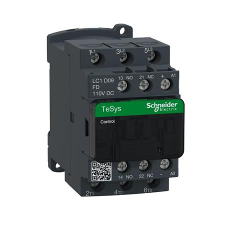 LC1D09FD Schneider Electric Tesys D LC1D 3 Pole Contactor, 3NO (Main), NO/NC (Auxiliary), 9 A, 110 V dc Coil