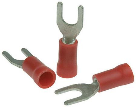 534-266A RS PRO Insulated Crimp Spade Connector, 0.5mm² to 1.5mm², 22AWG to 16AWG, M4 Stud Size Vinyl, Red