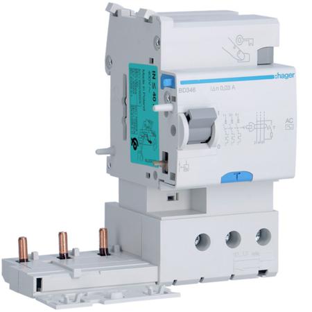 BD346 Hager BD Series RCCB, 40A, 3 Pole, 30mA, Type AC, 400V