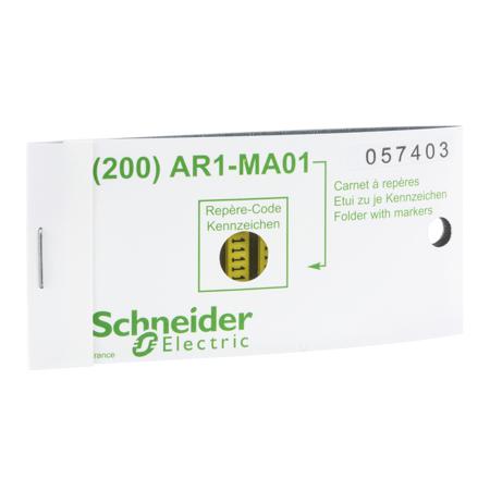 AR1MB01U Schneider Electric AR1M Clip On Cable Marker, Black on Yellow, Pre-printed "U", for Cables,