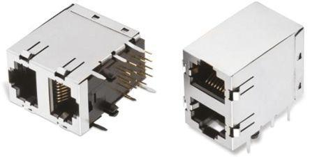 615016240521 Wurth Elektronik WR-MJ, 615016 Series Series Number Cat5 8 Way Horizontal PCB Mount STP RJ45 Modular Jack Female