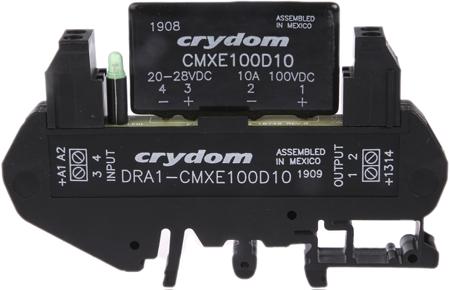 DRA1-CMXE100D10 Sensata Crydom DRA Series Solid State Interface Relay, 28 V dc Control, 8 A Load, DIN Rail Mount