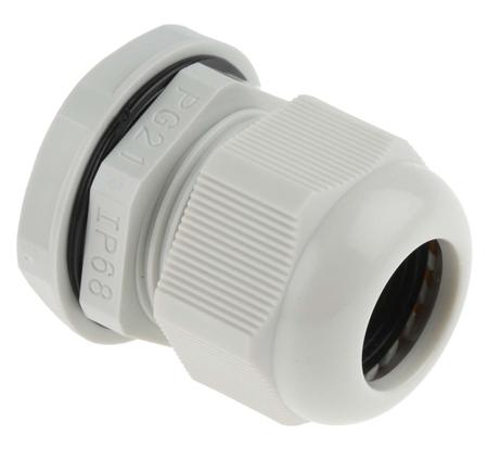 822-9669 RS Pro PG21 Grey Nylon, IP68 Cable Gland With Locknut