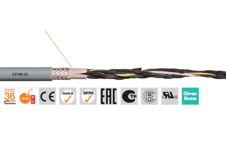 CF140.07.05.UL (100m) Igus Chainflex CF140.UL Control Cable, 5 Cores, 0.75 mm² 18 AWG, Screened, 100 m, Grey Polyvinyl Chloride Sheath