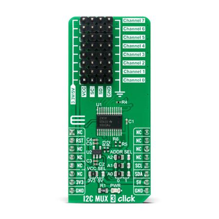 MIKROE-4262 MikroElektronika I2C MUX 4 Click TCA9548APWR mikroBus Click Board for Broadcast Communication, Fault Isolation