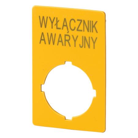 167637 M22-XZK-PL99 Eaton Label for Use with Pushbutton, Emergency Stop, Emergency Stop