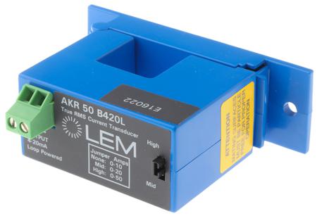 AKR 50 B420L LEM AKR Series Current Transformer, 50A Input, 50:1, 4 → 20 mA Output, 21.7mm Bore, 24 V dc, 150 V ac
