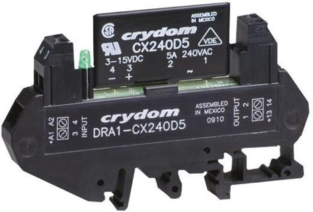 DRA1-CX240A5R Sensata Crydom DRA1-CX Series Solid State Interface Relay, 140 V Control, 5 A rms Load, DIN Rail Mount