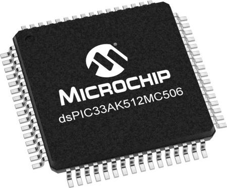 dsPIC33AK512MC506-I/PT  Microchip dsPIC33A, 16bit Digital Signal Processor 200MHz 512 KB Flash 64-Pin TQFP