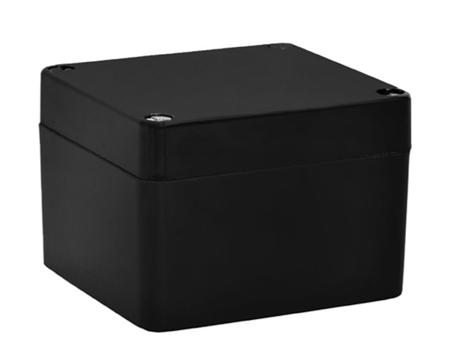 190-1854 RS PRO Black Fibreglass Reinforced Polyester General Purpose Enclosure, IP66, IP67, IP68, Black Lid, 80 x 75 x 75mm