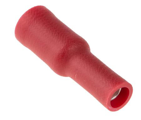 624-1241 RS PRO Insulated, Red Crimp Bullet Connector, 0.5mm² to 1.5mm², 22AWG to 16AWG, 4mm Bullet diameter Female