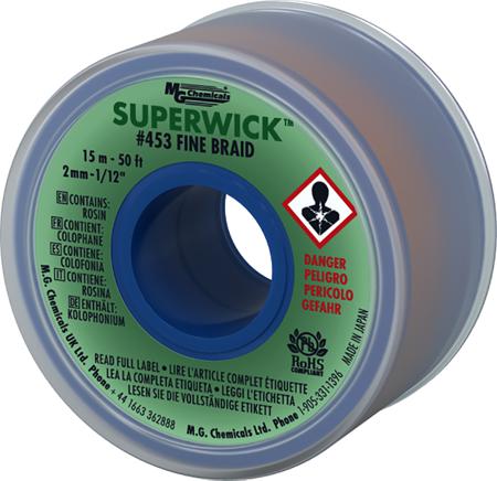 453 Super Wick SUPERWICK  15m Desoldering Braid, Width 2mm