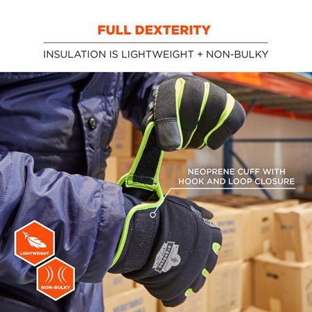 18155 Ergodyne ProFlex Black Cold Resistant Work Gloves, Size XL