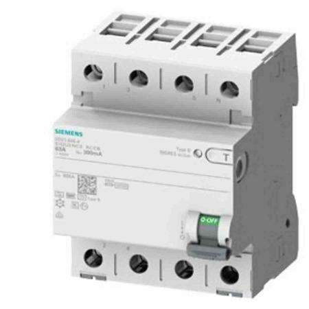 5SV3642-4 Siemens 5SV3 RCCB, 25A, 4 Pole, 300mA