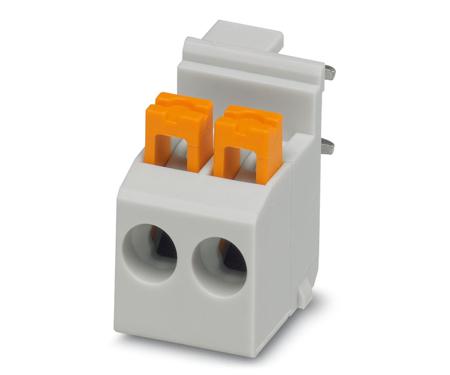 2200316 Phoenix Contact FKDSO 2.5/ 2-R KMGY Series PCB Terminal Block, 2-Contact, 5mm Pitch, Through Hole Mount, Spring Cage