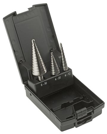 05332 EXACT 3-Piece Step Drill Bit Set for Metal, 30mm Max, 4mm Min, HSS Bits