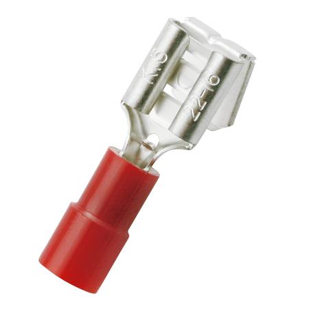 270-7611 RS PRO Red Insulated Female Spade Connector, Piggyback Terminal, 6.35 x 0.8mm Tab Size, 0.5mm² to 1.5mm²