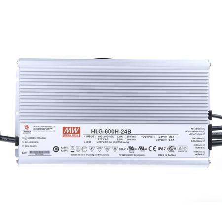 HLG-600H-24B Mean Well , Constant Voltage Dimmable LED Driver 600W 12 → 24V 25A