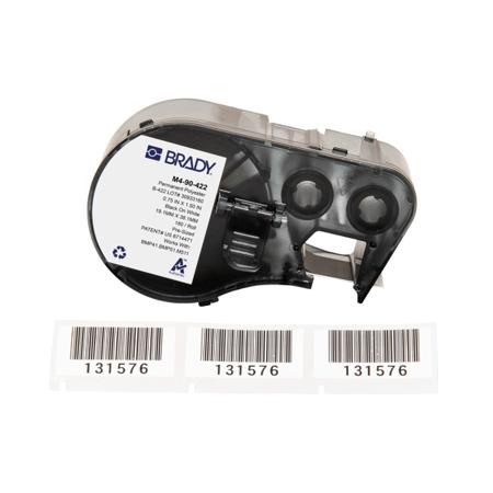 M4-90-422 Brady B-422 on Black on White Label, 19.05 mm Width