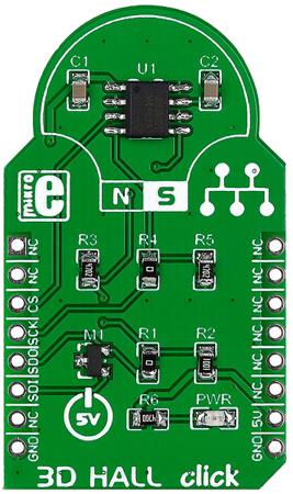 MIKROE-1987 MikroElektronika 3D Hall Click Hall Effect Sensor MikroBus Click Board for MLX90333
