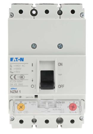 259079-NZMB1-A100 Eaton, xEnergy MCCB 3P 100A, Breaking Capacity 25 kA, Fixed Mount