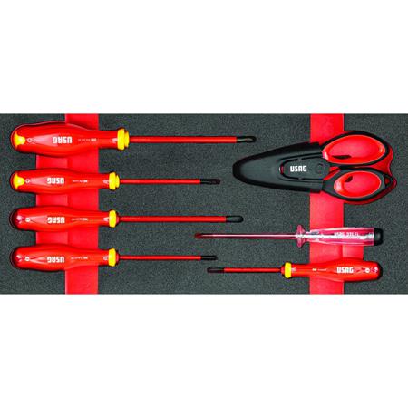 U05191018 Usag 7 Piece Automotive Tool Kit Tool Kit with Tray, VDE Approved