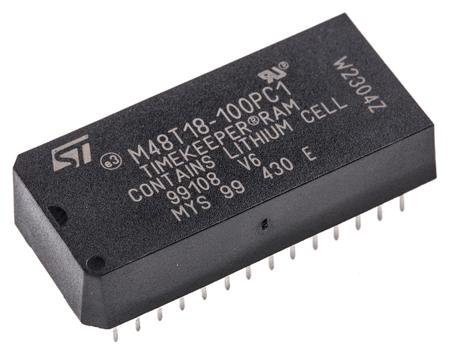 M48T18-100PC1 STMicroelectronics , Real Time Clock (RTC), 8192B RAM Parallel, 28-Pin PCDIP