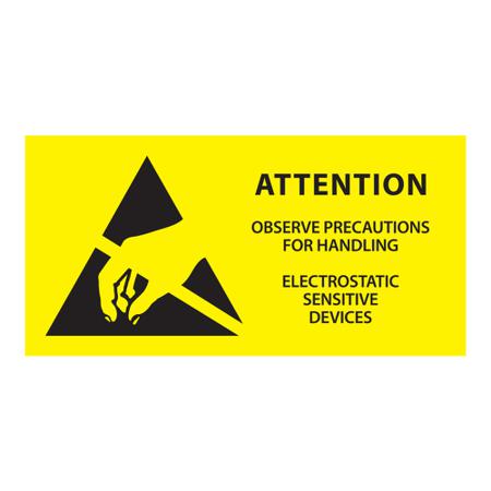 218-613 RS PRO Yellow Paper Safety Labels, Attention, Observe Precautions For Handling. Electrostatic Sensitive Devices-Text