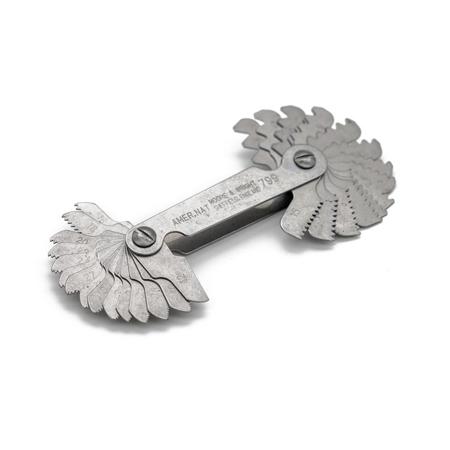 799 Moore & Wright, 30 Blades Thread Pitch Gauge, Whitworth/Metric thread type