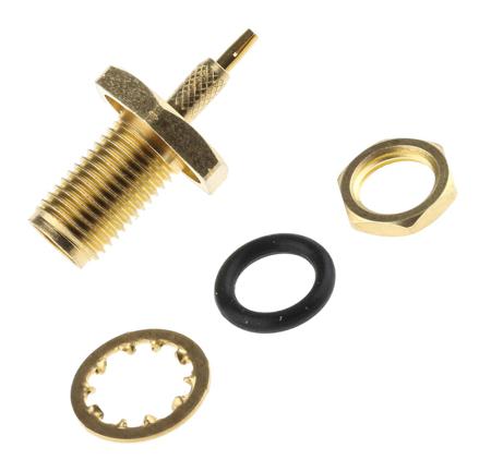 738-5907 RS Pro Straight 50Ω Panel Mount Bulkhead Fitting SMA Bulkhead, Crimp Termination RG174, RG316/U