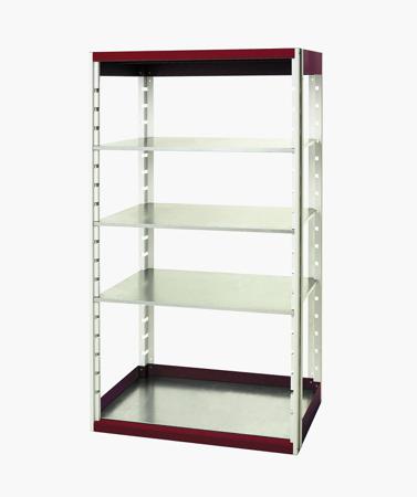 46001008-24V Bott Red 4 Shelf Sheet Steel Storage Rack System Shelving System Upright Frames, 2000mm x 1050mm, 650mm