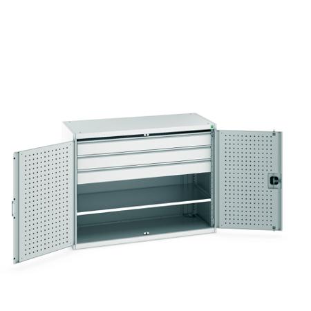40022085-16V Bott 2 Door, 3 Drawer Sheet Steel Floor Standing Cupboard, 1300 X 650 X 1000mm